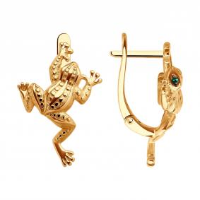 Золотые серьги SOKOLOV 0200442 с фианитом 0200442 фото