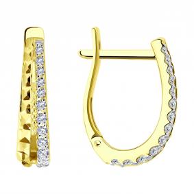 Серьги из лимонного золота SOKOLOV 0200476-2 с фианитом 0200476-2 фото
