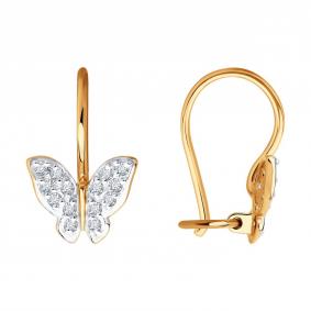 Золотые серьги SOKOLOV 0200510 с фианитом 0200510 фото