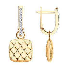 Золотые серьги-трансформеры SOKOLOV с фианитом 0200530 0200530 фото