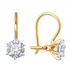 Золотые серьги SOKOLOV 0200533 с фианитом 0200533 фото