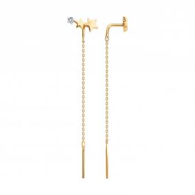 Золотые серьги SOKOLOV 0200537 с фианитом 0200537 фото