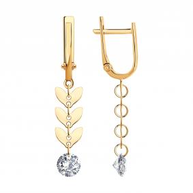 Золотые серьги SOKOLOV 0200542 с фианитом 0200542 фото