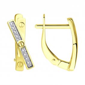 Серьги из лимонного золота SOKOLOV 0200544-2 с фианитом 0200544-2 фото