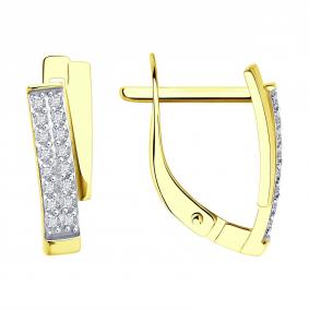 Серьги из лимонного золота SOKOLOV 0200550-2 с фианитом 0200550-2 фото
