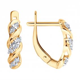 Золотые серьги SOKOLOV 0200565 с фианитом 0200565 фото