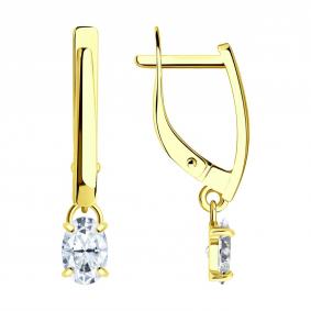 Серьги из лимонного золота SOKOLOV 0200571-2 с фианитом 0200571-2 фото