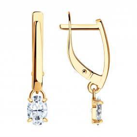Золотые серьги SOKOLOV 0200571 с фианитом 0200571 фото