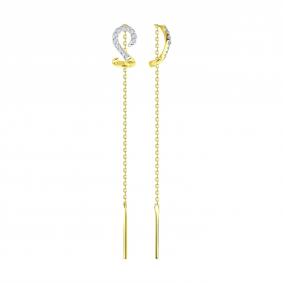 Серьги из лимонного золота SOKOLOV 0200576-2 с фианитом 0200576-2 фото