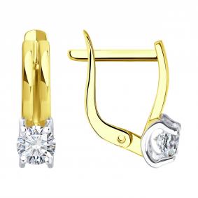 Серьги из лимонного золота SOKOLOV 0200595-2 с фианитом 0200595-2 фото