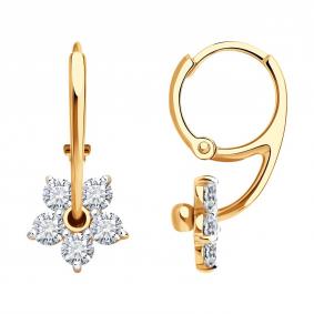 Золотые серьги SOKOLOV 0200597 с фианитом 0200597 фото