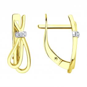 Серьги из лимонного золота SOKOLOV 0200615-2 с фианитом 0200615-2 фото