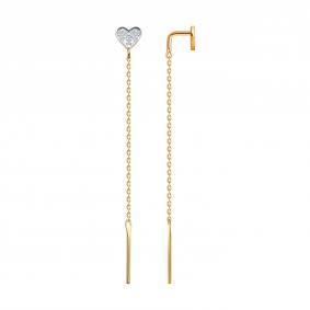 Золотые серьги SOKOLOV 0200620 с фианитом 0200620 фото