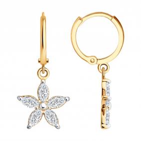 Золотые серьги SOKOLOV 0200631 с фианитом 0200631 фото