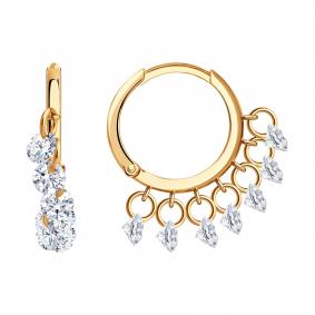 Золотые серьги SOKOLOV 0200635 с фианитом 0200635 фото