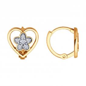 Золотые серьги SOKOLOV 0200637 с фианитом 0200637 фото