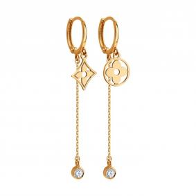 Золотые серьги SOKOLOV 0200640 с фианитом 0200640 фото