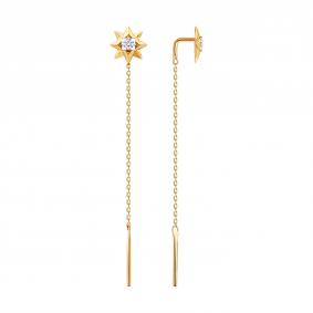 Золотые серьги SOKOLOV 0200651 с фианитом 0200651 фото