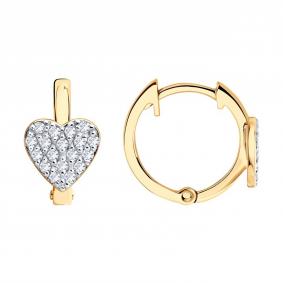 Золотые серьги SOKOLOV 0200654 с фианитом 0200654 фото