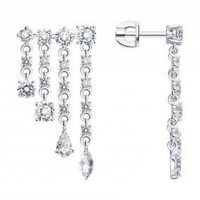 Серьги из белого золота SOKOLOV 0200668-3 с фианитом 0200668-3 фото