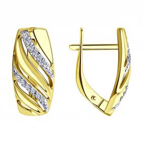 Золотые серьги SOKOLOV 0200676-2 с фианитом 0200676-2 фото