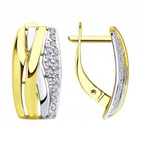 Серьги из лимонного золота SOKOLOV 0200677-2 с фианитом 0200677-2 фото