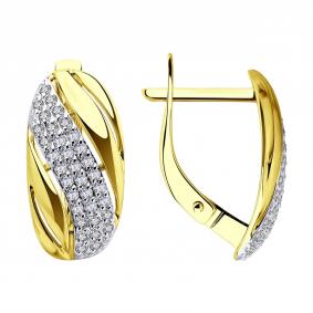 Серьги из лимонного золота SOKOLOV 0200679-2 с фианитом 0200679-2 фото