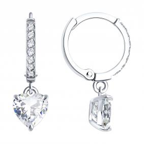 Серьги из белого золота SOKOLOV 0200680-3 с фианитом 0200680-3 фото