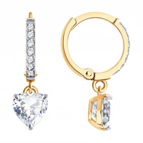 Золотые серьги SOKOLOV 0200680 с фианитом 0200680 фото