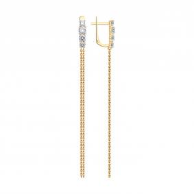 Золотые серьги SOKOLOV 0200694 с фианитом 0200694 фото