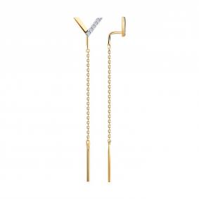 Золотые серьги SOKOLOV 0200701 с фианитом 0200701 фото