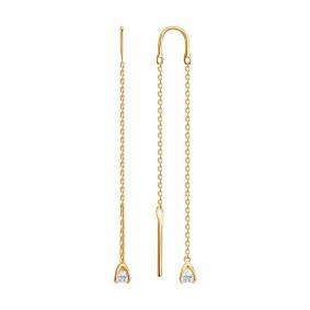 Золотые серьги SOKOLOV 0200704 с фианитом 0200704 фото