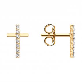 Золотые серьги-кресты SOKOLOV с фианитом 0200726 0200726 фото