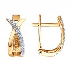 Золотые серьги SOKOLOV 0200729 с фианитом 0200729 фото