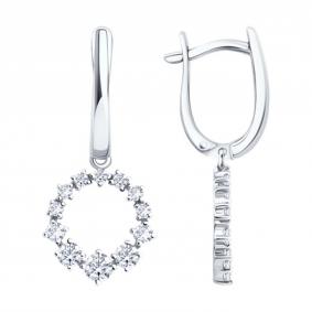 Серьги из белого золота SOKOLOV 0200745-3 с фианитом 0200745-3 фото