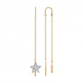 Золотые серьги SOKOLOV 0200746 с фианитом 0200746 фото