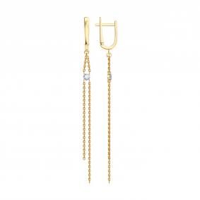 Золотые серьги SOKOLOV 0200750 с фианитом 0200750 фото