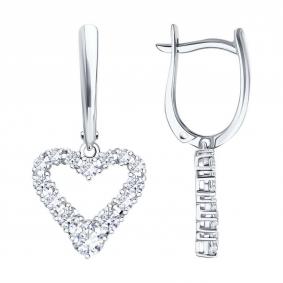Серьги из белого золота SOKOLOV 0200753-3 с фианитом 0200753-3 фото