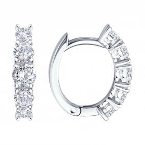 Серьги из белого золота SOKOLOV 0200754-3 с фианитом 0200754-3 фото