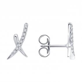 Серьги из белого золота SOKOLOV 0200756-3 с фианитом 0200756-3 фото