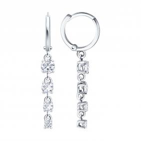 Серьги из белого золота SOKOLOV 0200757-3 с фианитом 0200757-3 фото