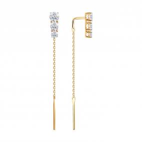 Золотые серьги SOKOLOV 0200758 с фианитом 0200758 фото