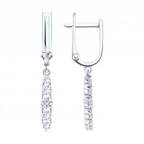 Серьги из белого золота SOKOLOV 0200759-3 с фианитом 0200759-3 фото