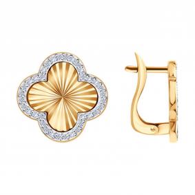 Золотые серьги SOKOLOV 0200763 с фианитом 0200763 фото