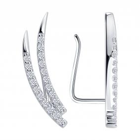 Серьги из белого золота SOKOLOV 0200769-3 с фианитом 0200769-3 фото