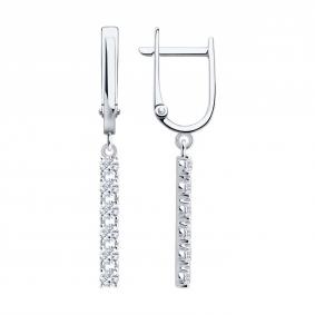 Серьги из белого золота SOKOLOV 0200773-3 с фианитом 0200773-3 фото