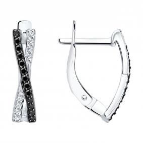 Серьги из белого золота SOKOLOV 0200774-3 с фианитом 0200774-3 фото