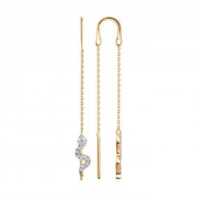 Золотые серьги SOKOLOV 0200779 с фианитом 0200779 фото