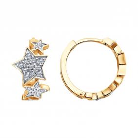 Золотые серьги SOKOLOV 0200786 с фианитом 0200786 фото