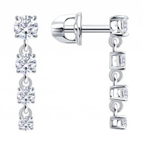 Серьги из белого золота SOKOLOV 0200796-3 с фианитом 0200796-3 фото